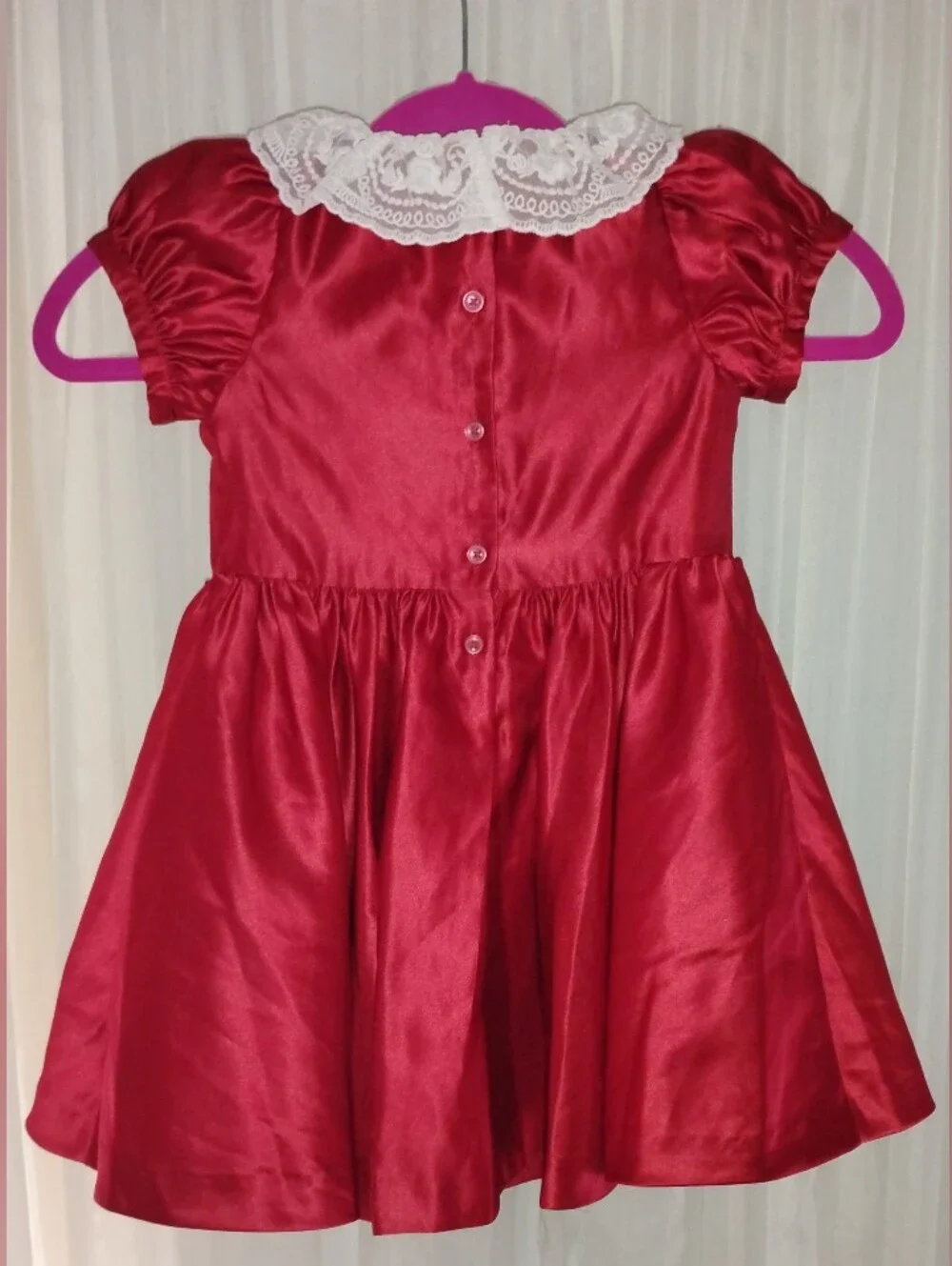American Girl x Janie & Jack Girls Holly-Red Holiday Party Satin Xmas Dress 4